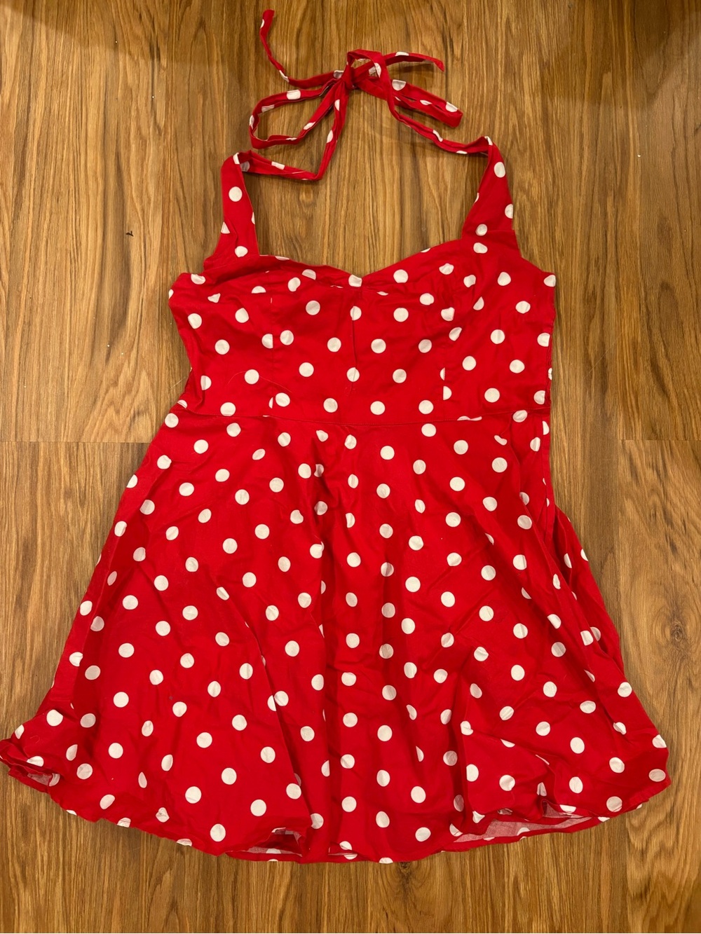 Vintage Red White Polka Dot Halter Dress